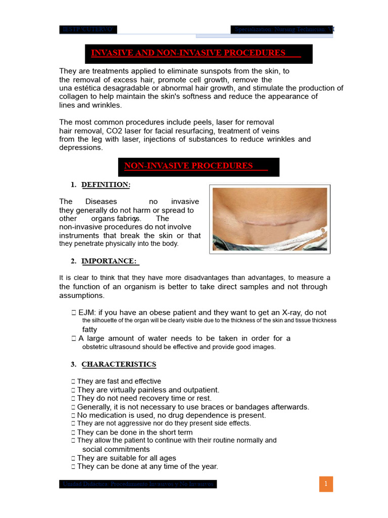 INVASIVE AND NON-INVASIVE PROCEDURES.docx | PDF | Surgery ...