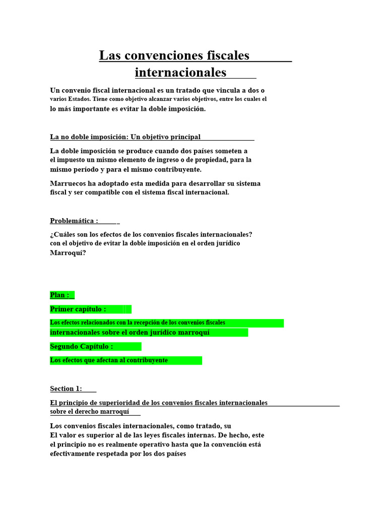 Convenios Fiscales Internacionales en Marruecos | PDF