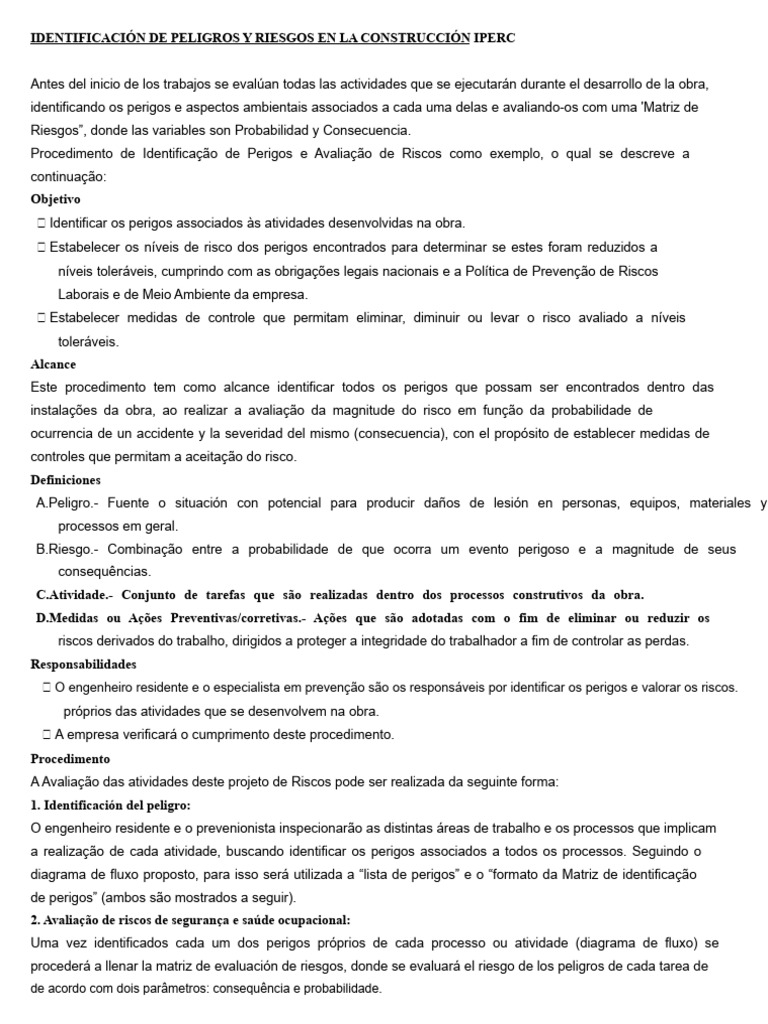 Identificação e Avaliação de Riscos na Construção | PDF | Avaliação de ...