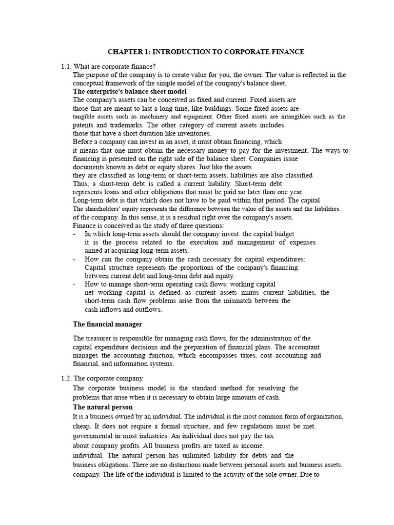 Introduction to Corporate Finance Concepts | PDF | Bonds (Finance ...