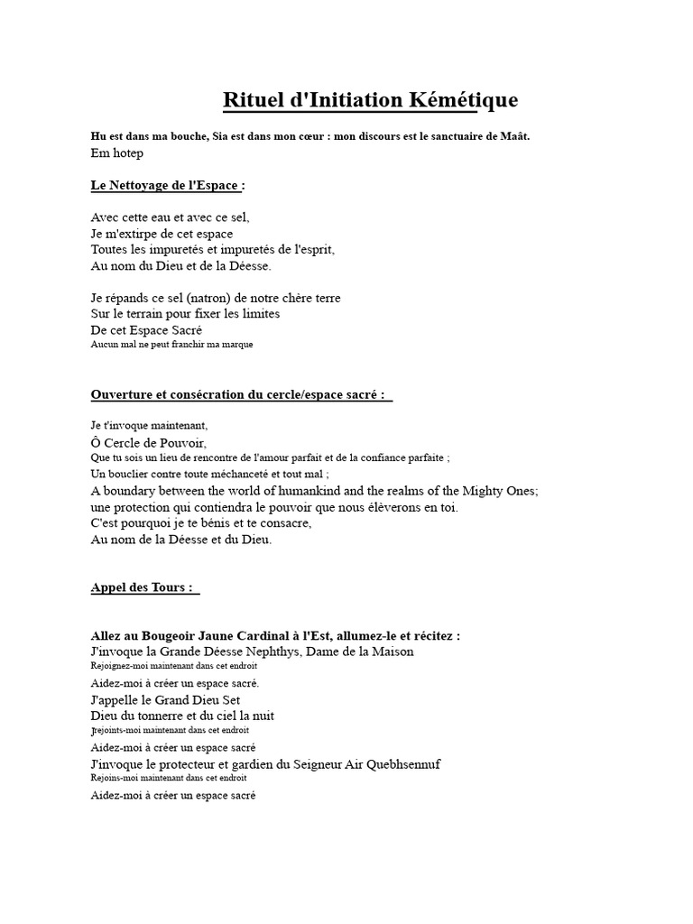 Rituel d'Initiation Kémétique Sacré | PDF | Isis | Horus