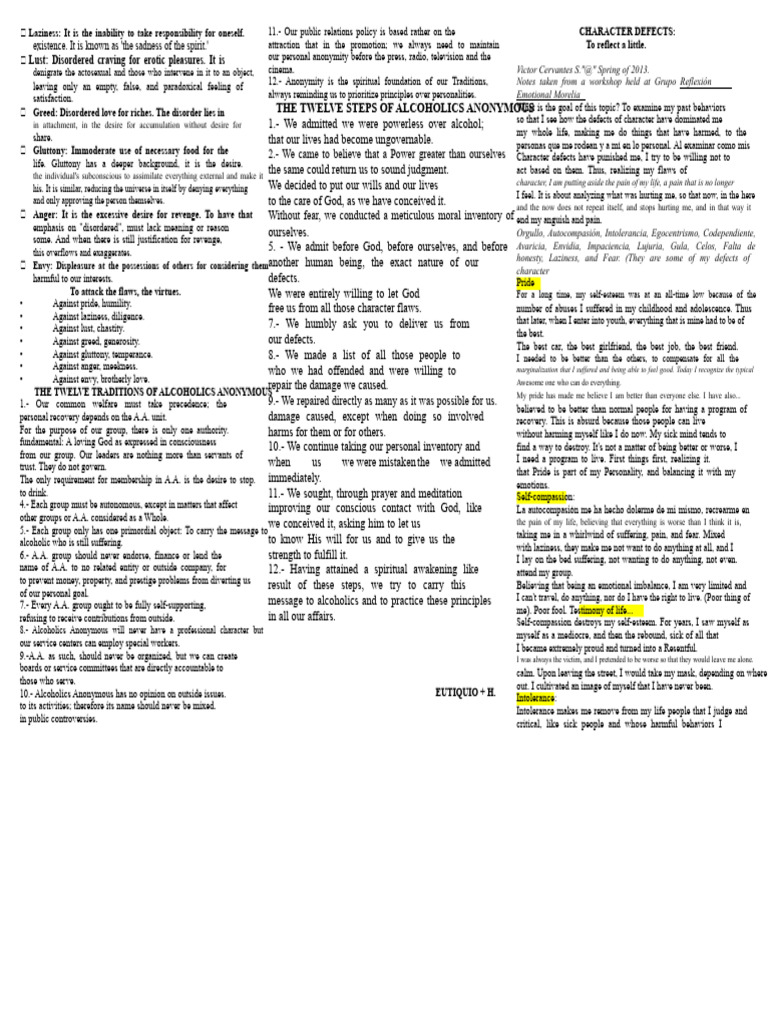 Understanding Character Defects in Recovery | PDF | Seven Deadly Sins ...