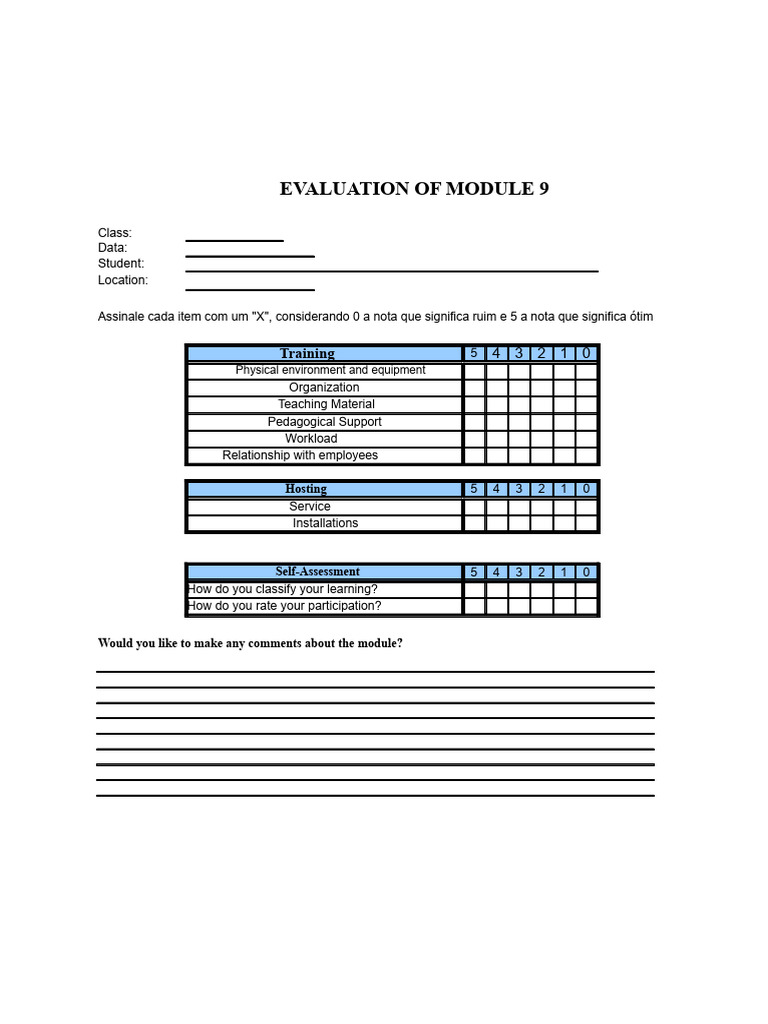 Module 9 Evaluation Form | PDF