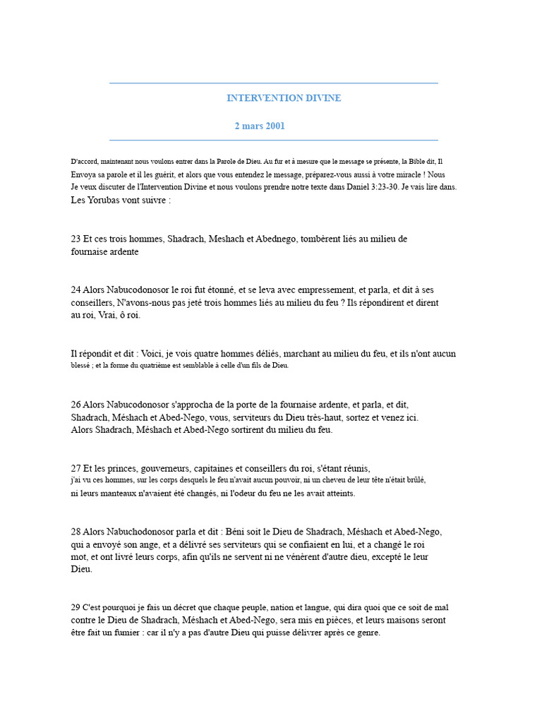 Intervention Divine : Espoir et Guérison | PDF | Miracle | Onction