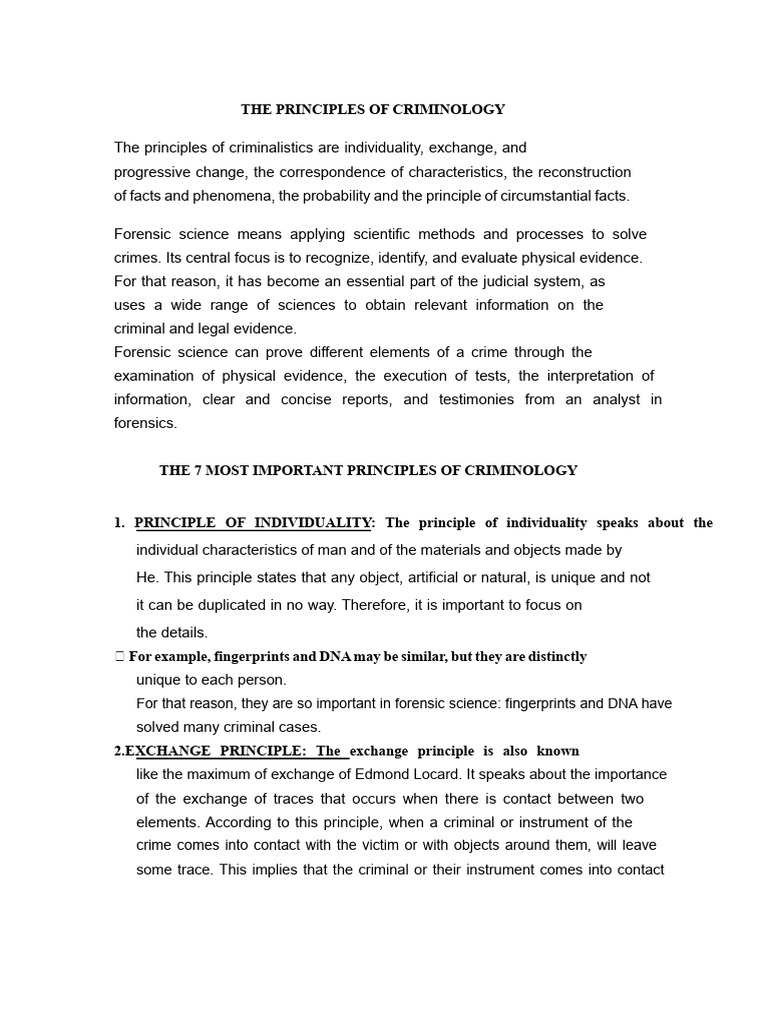 Key Principles of Criminology Explained | PDF | Forensic Science ...