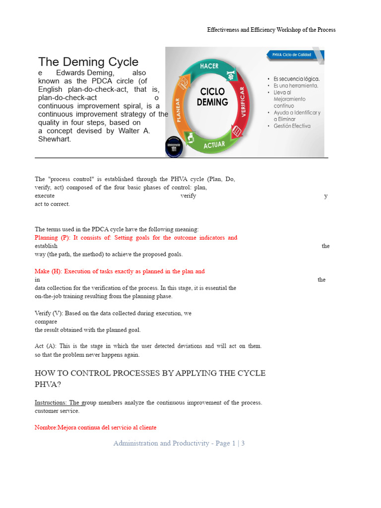 PDCA Cycle for Customer Service Improvement | PDF | Business | Business ...
