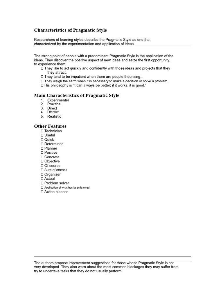 Understanding Pragmatic Learning Style | PDF | Learning Styles | Learning