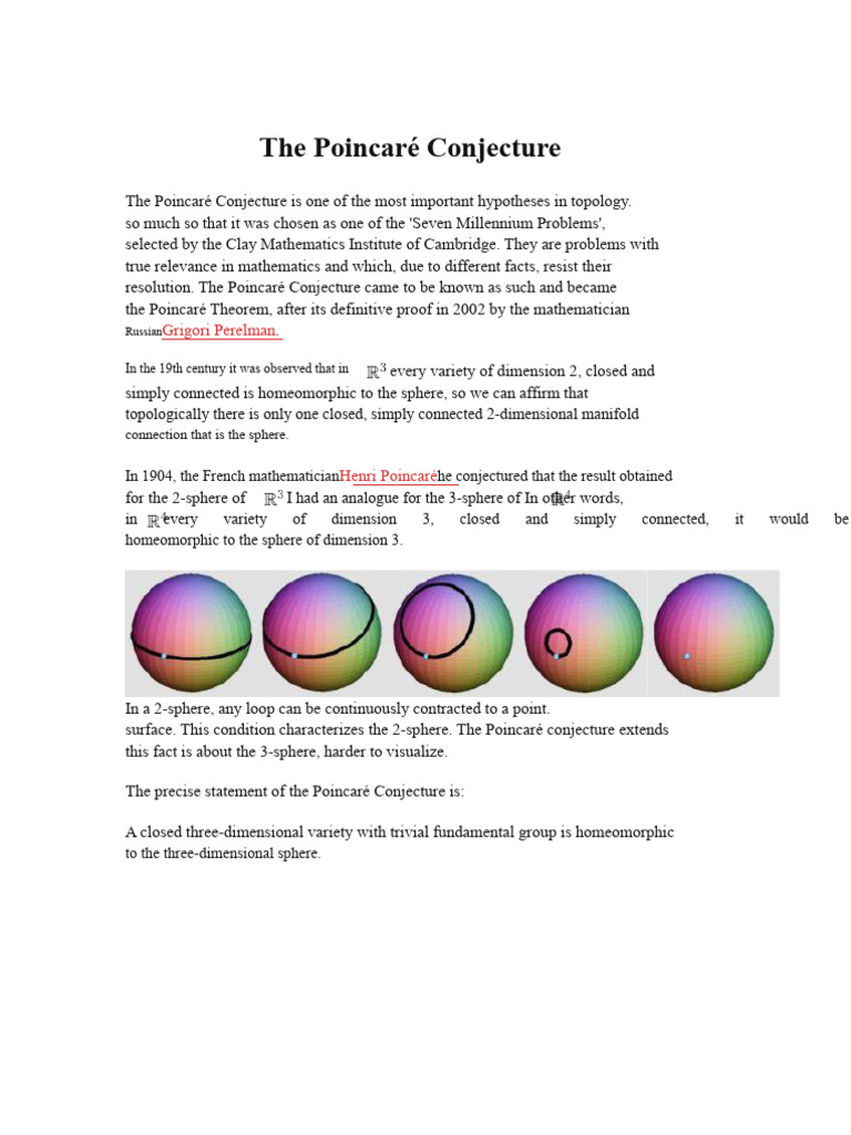Understanding the Poincaré Conjecture | PDF | Conjecture | Differential ...