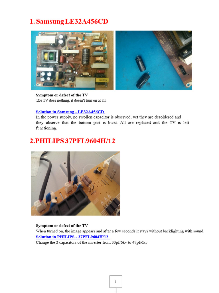 LCD TV Repairs | PDF | Power Supply | Capacitor