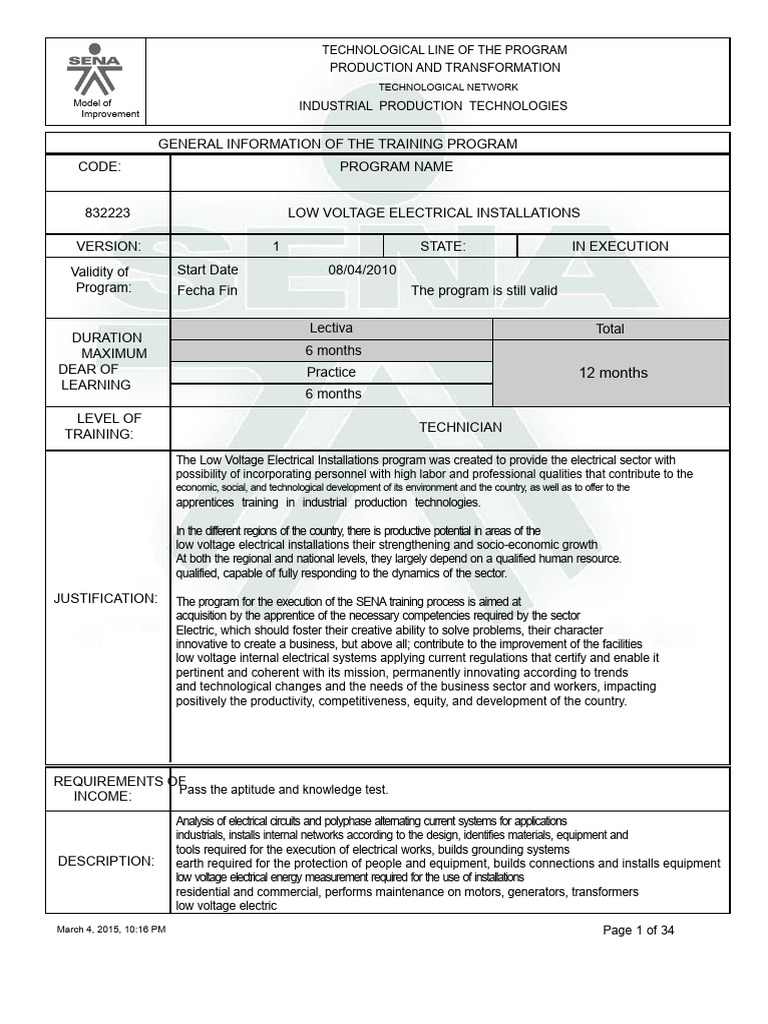 Low Voltage Electrical Installations Program | PDF | Computer Network ...