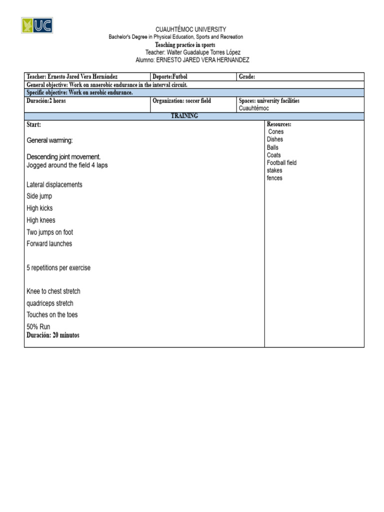 Soccer Training Plan for Endurance | PDF | Endurance | Aerobic Exercise