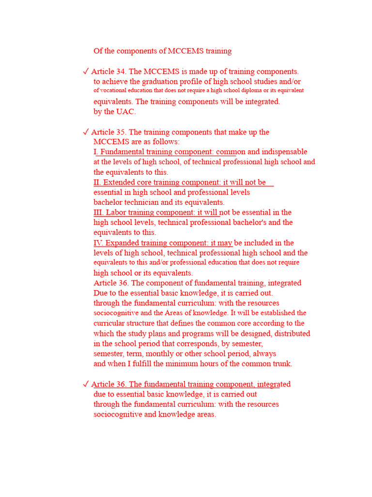 formation components of the MCCEMS | PDF | Curriculum | Evaluation
