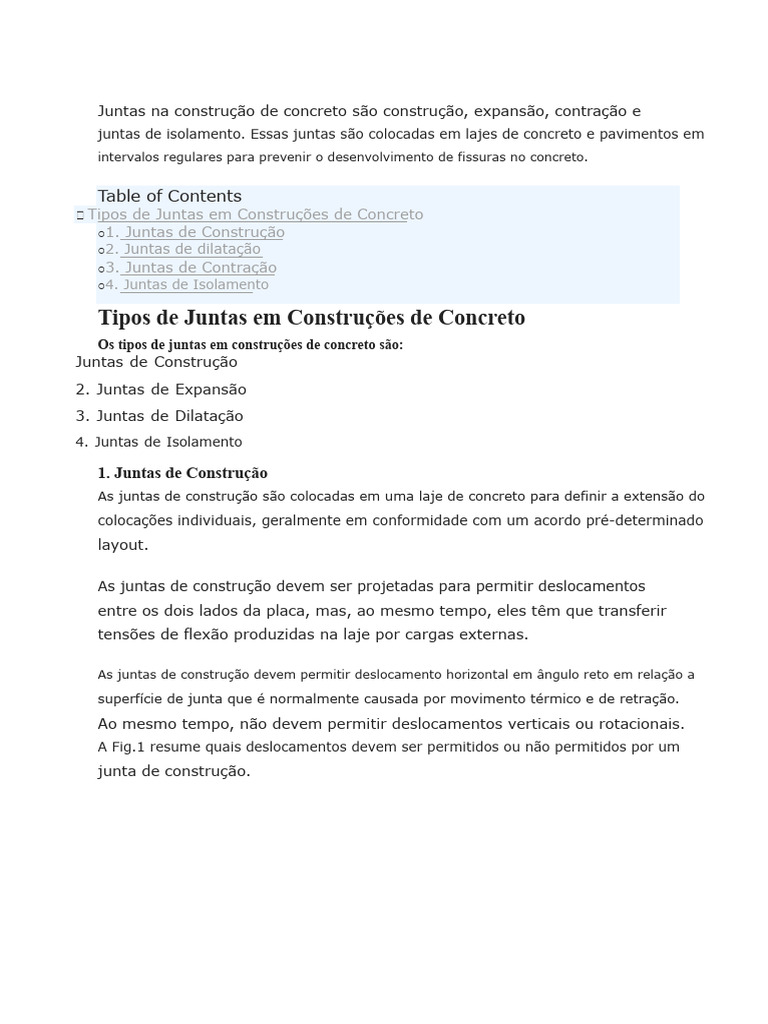 Tipos de Juntas em Construções de Concreto | PDF | Concreto