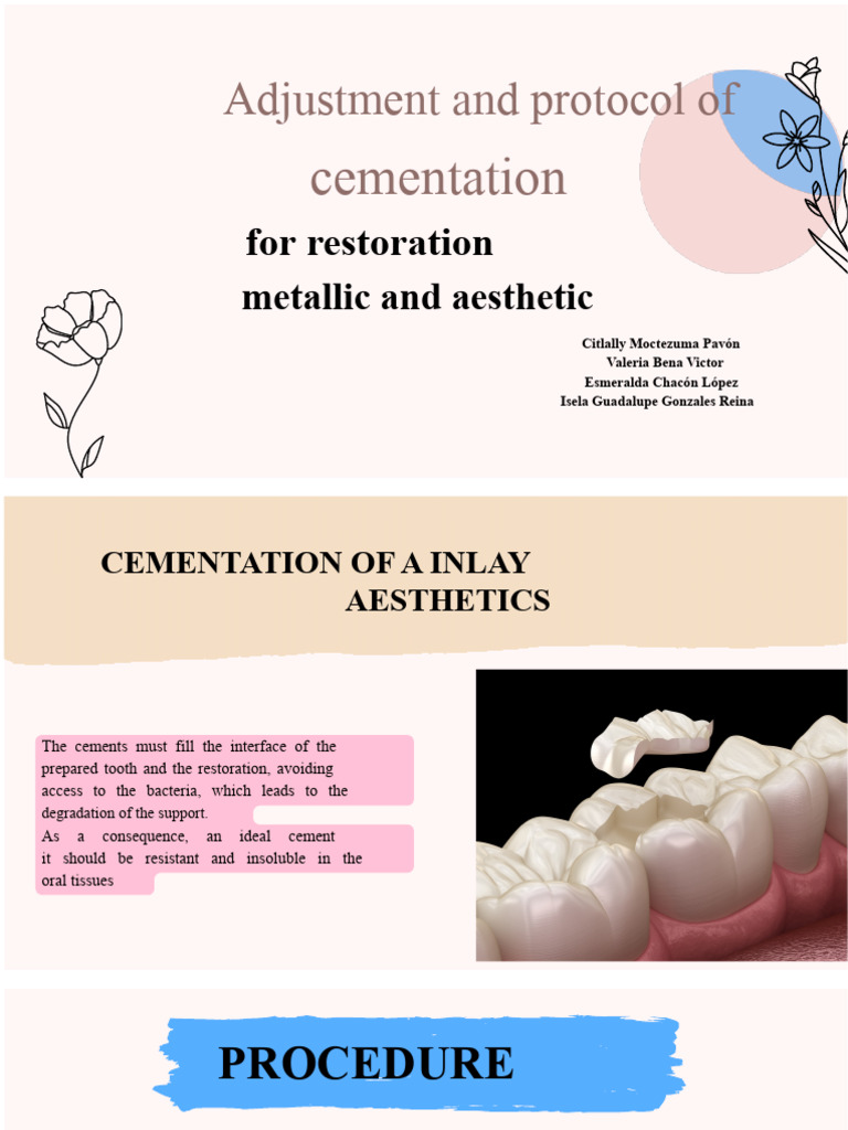 Cementation Protocol for Dental Restorations | PDF | Dental Composite ...