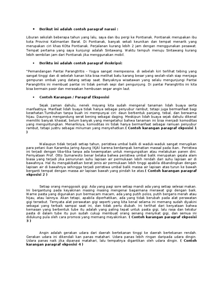 Berikut Ini Adalah Contoh Paragraf Narasi