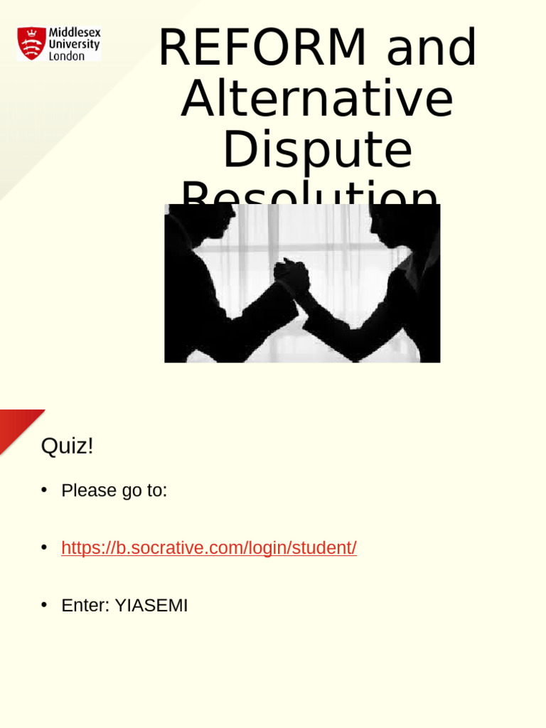 REFORM AND ADR (1) | PDF | Alternative Dispute Resolution | Mediation