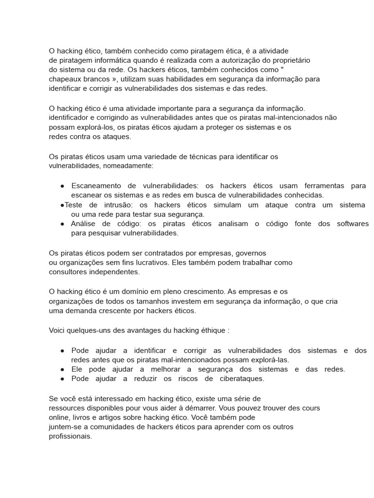 Hacking Ético: Segurança e Vulnerabilidades | PDF