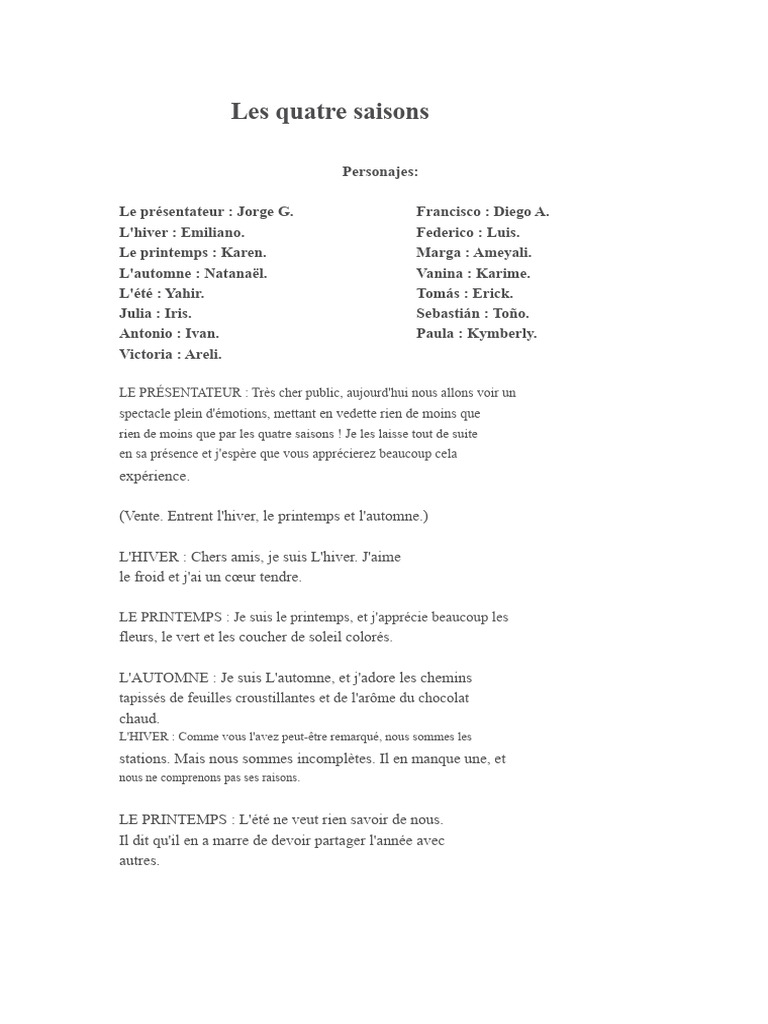 Les Quatre Saisons : Un Spectacle Émotionnel | PDF | Climat | Saison
