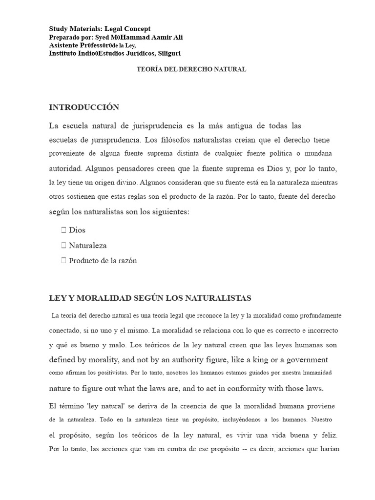 Teoría del Derecho Natural y Moralidad | PDF | La Ley natural | Tomás ...