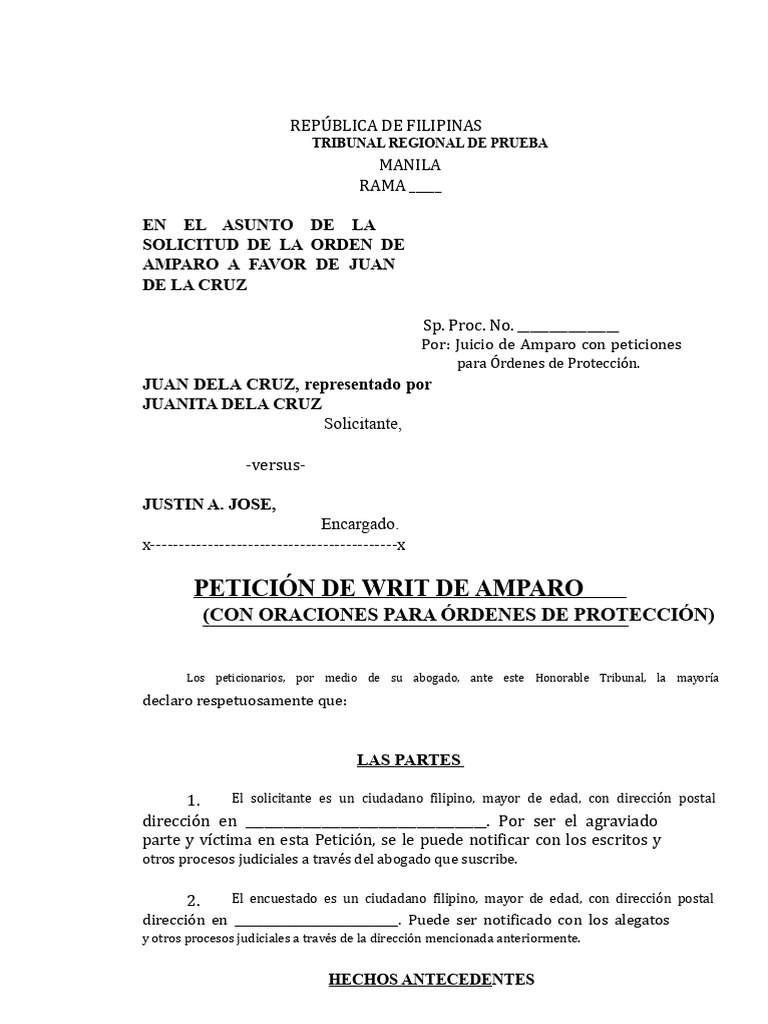 Petición de Amparo en Filipinas | PDF | Justicia | Crimen y violencia
