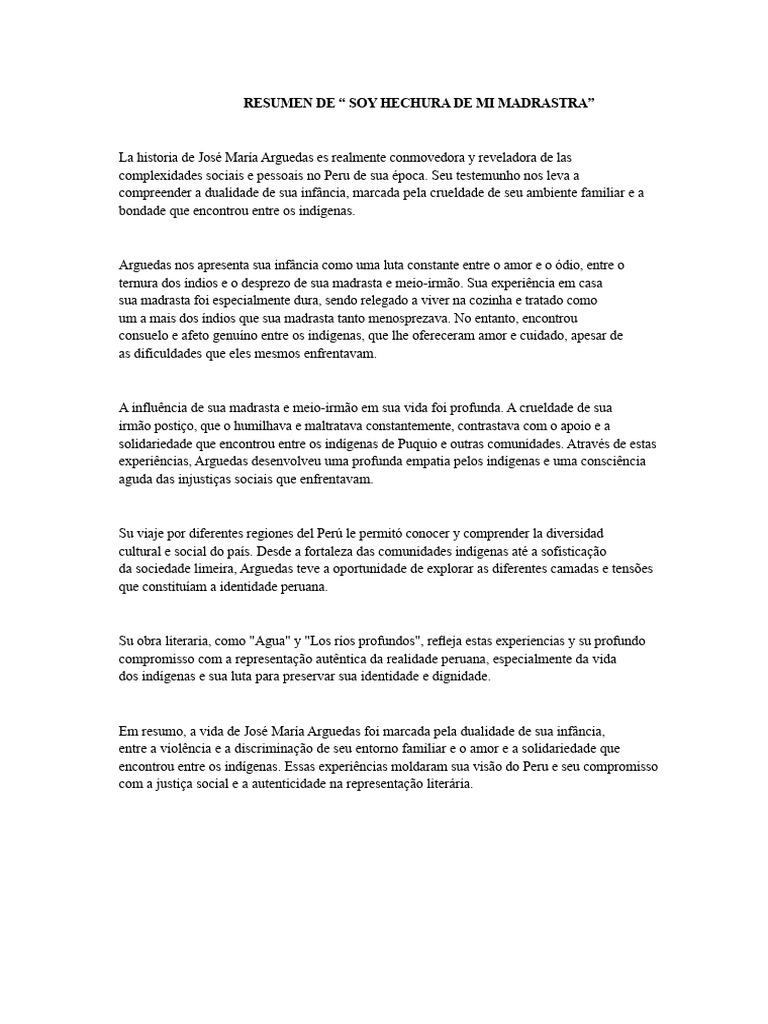 Resumo de sou obra da minha madrasta | PDF