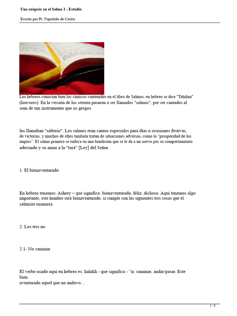 Una Exégesis en El Salmo 1 | PDF | Salmos | Contenido bíblico