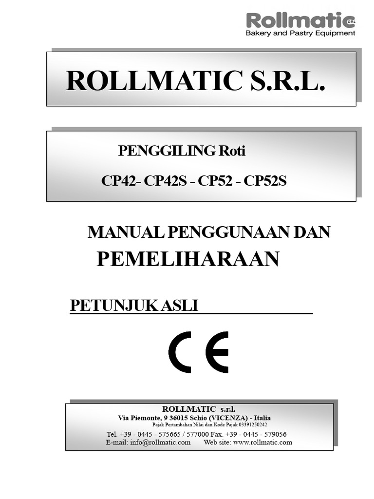 Manual Pemeliharaan Penggiling Roti CP42/52 | PDF