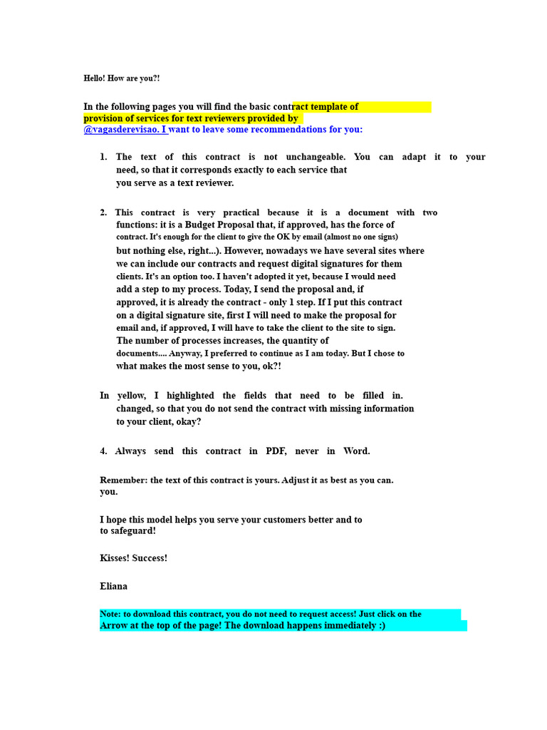 Text Review Service Contract Template | PDF | Thesis