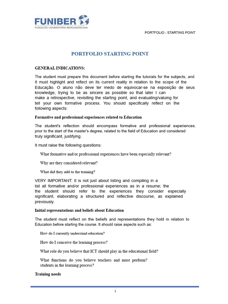 starting point portfolio | PDF | Teachers | Learning