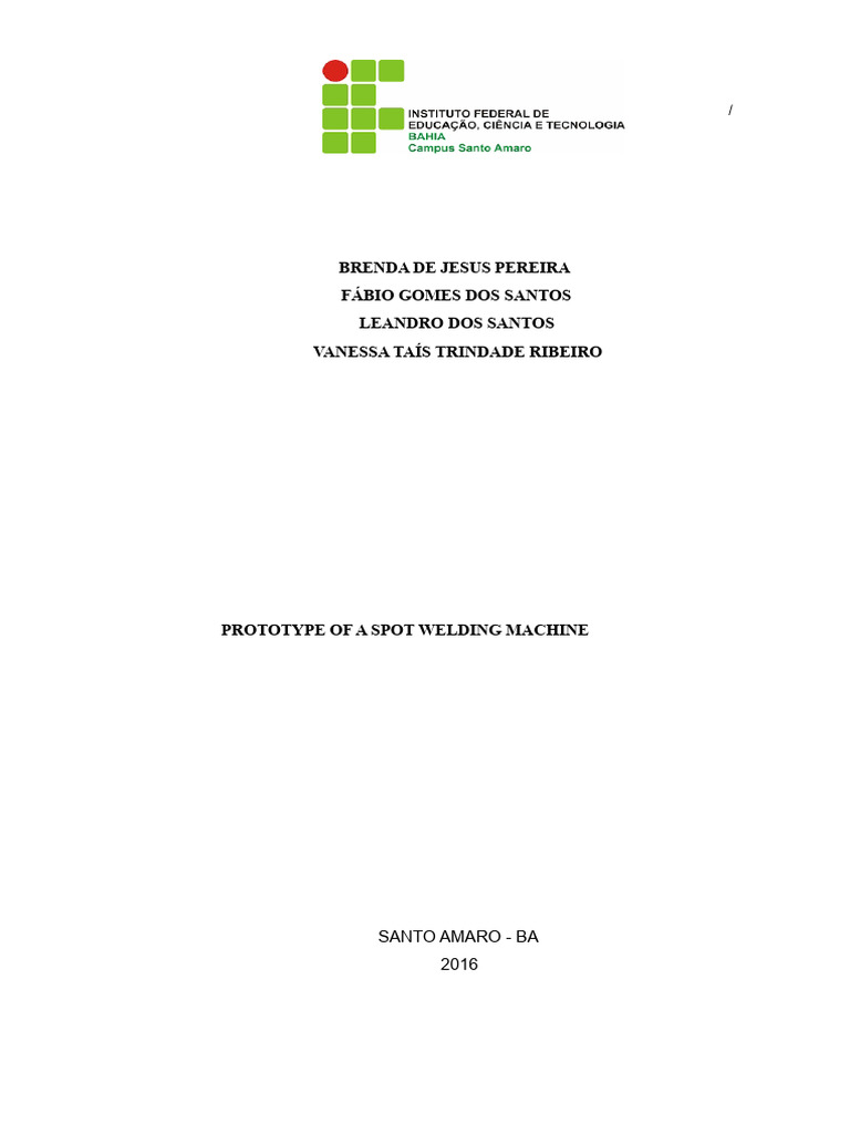 Spot Welding Machine Prototype Report | PDF | Switch | Welding
