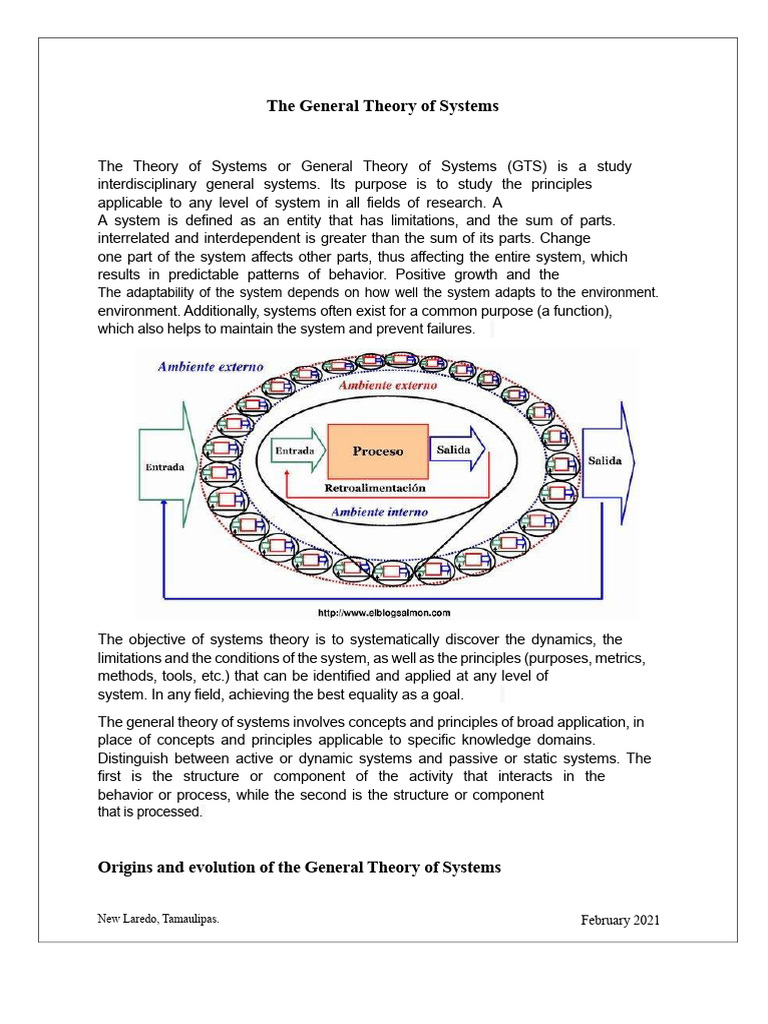 General Theory of Systems | PDF | Systems Theory | System