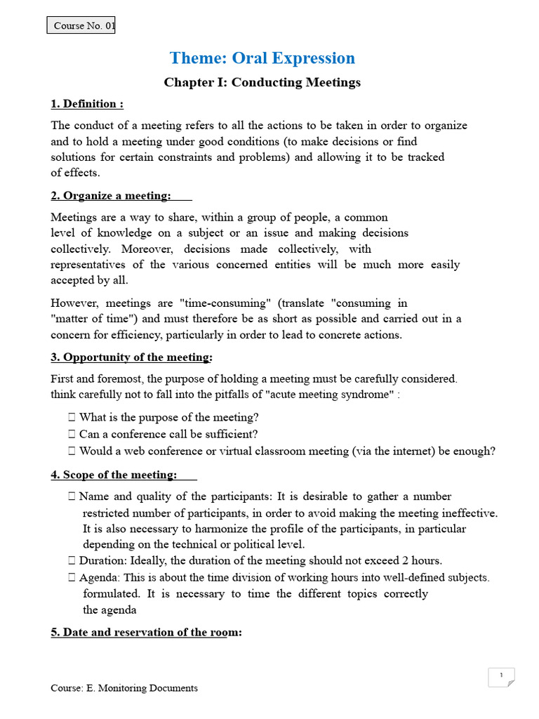 Effective Meeting Conduct Guide | PDF