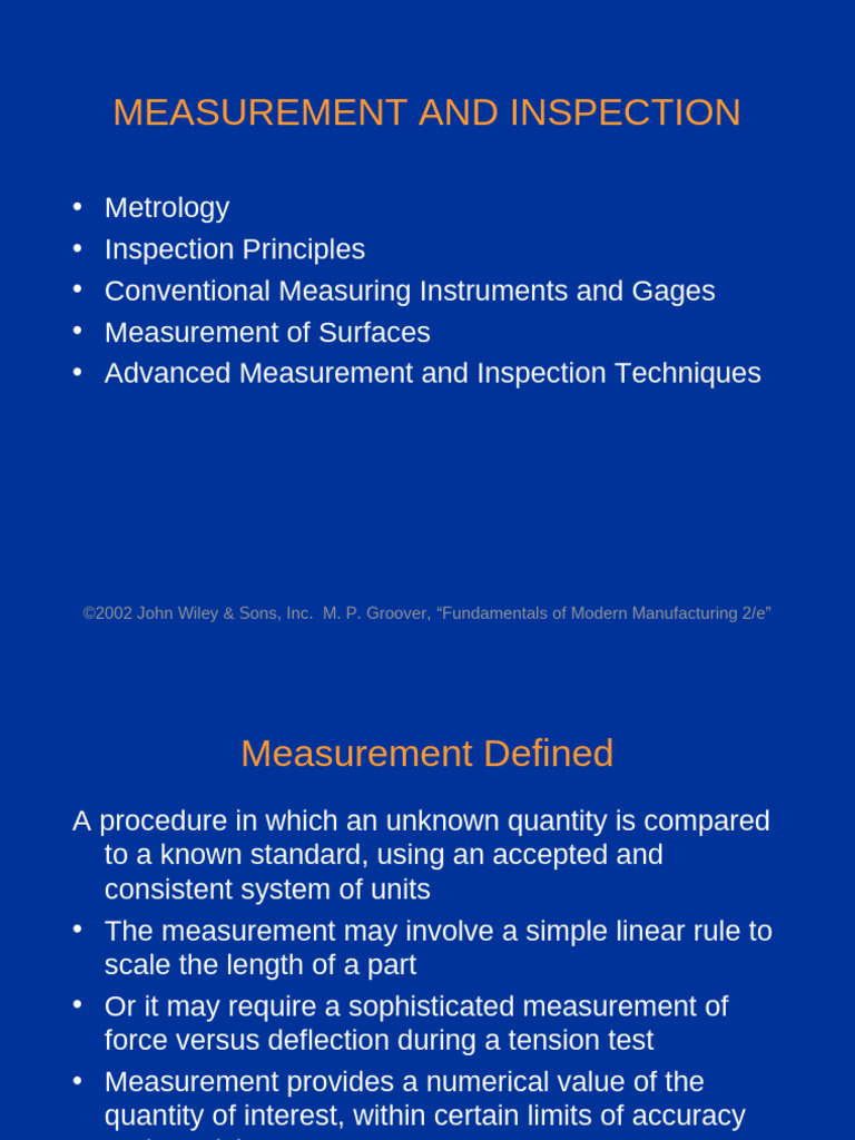 Measurement and Inspection in Manufacturing | PDF | Accuracy And ...