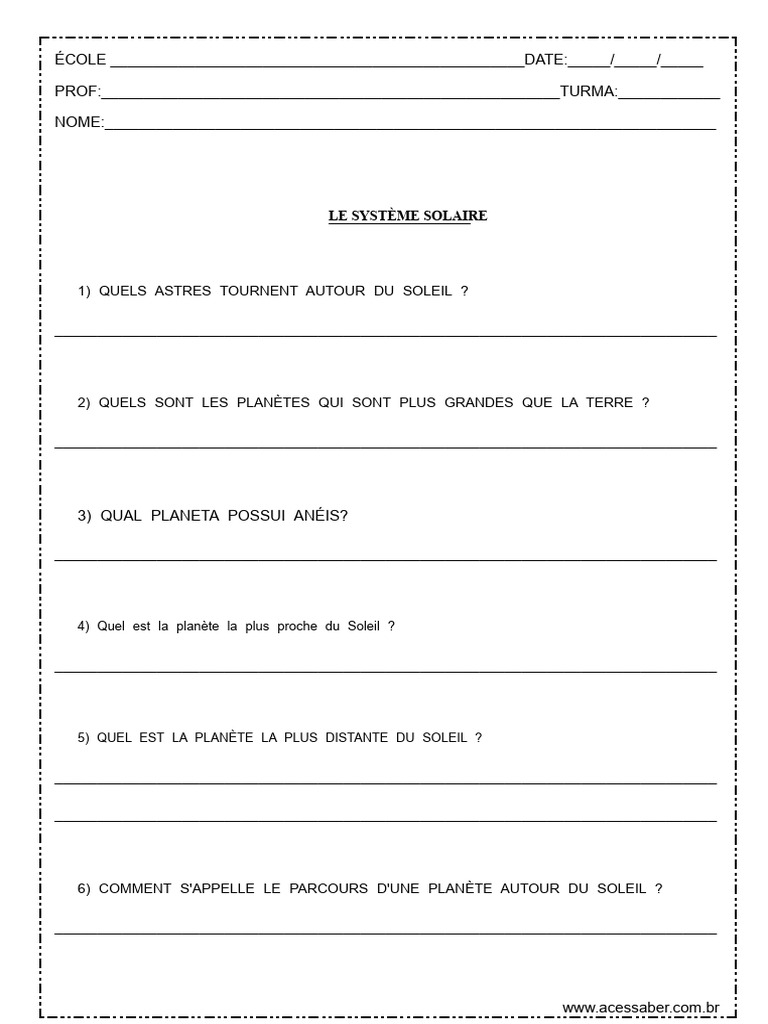 Questions sur le Système Solaire PDF — free download