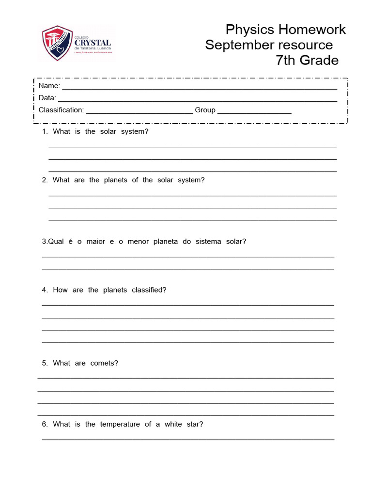 7th Grade Physics Homework Guide | PDF | Force | Pressure