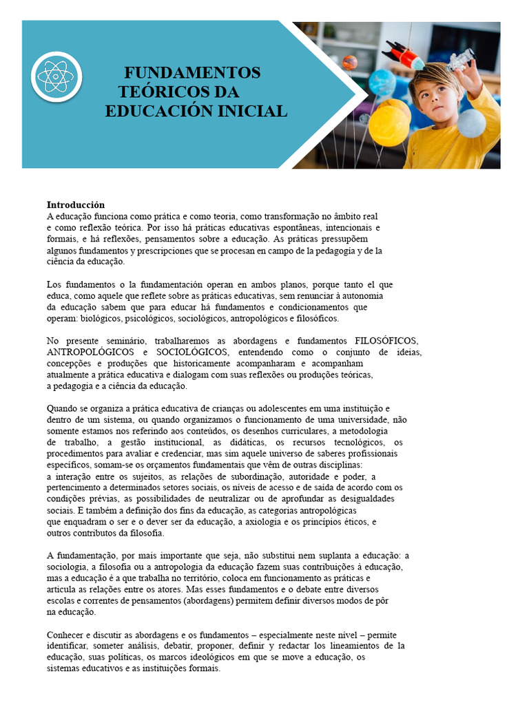 Semana - 13_Fundamentos Teóricos da Educação Infantil (1) | PDF ...