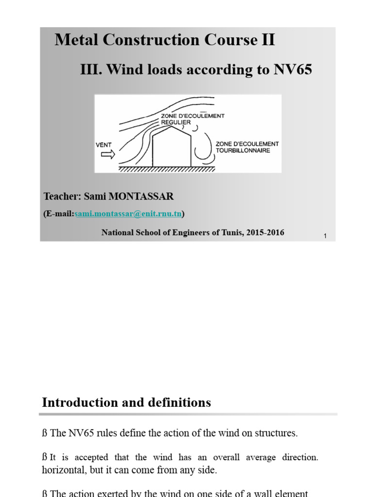 Wind Load Calculations in NV65 Standards | PDF | Pressure | Wound