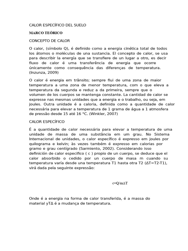 Calor Específico: Conceitos e Cálculos | PDF | Calor | Temperatura