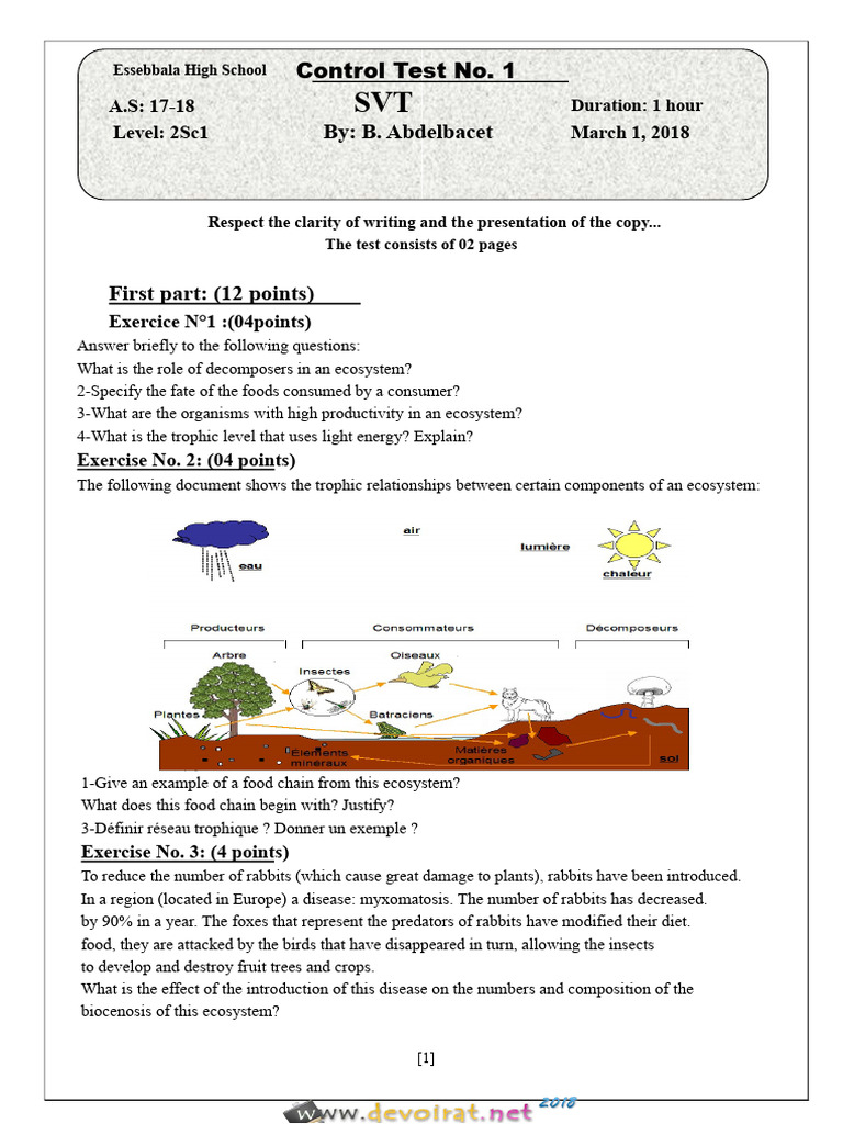 Control Assignment No. 1 - SVT - 2nd Year Sciences (2017-2018) Mr ...