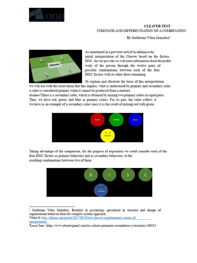 Cleaver Test: DISC Factor Combinations | PDF | Derivative | Behavior