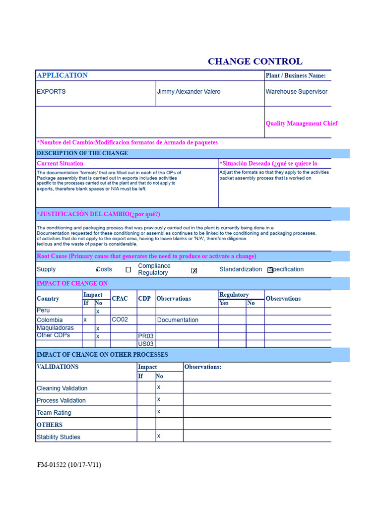 Change Control for Export Packaging Formats | PDF | Production And ...