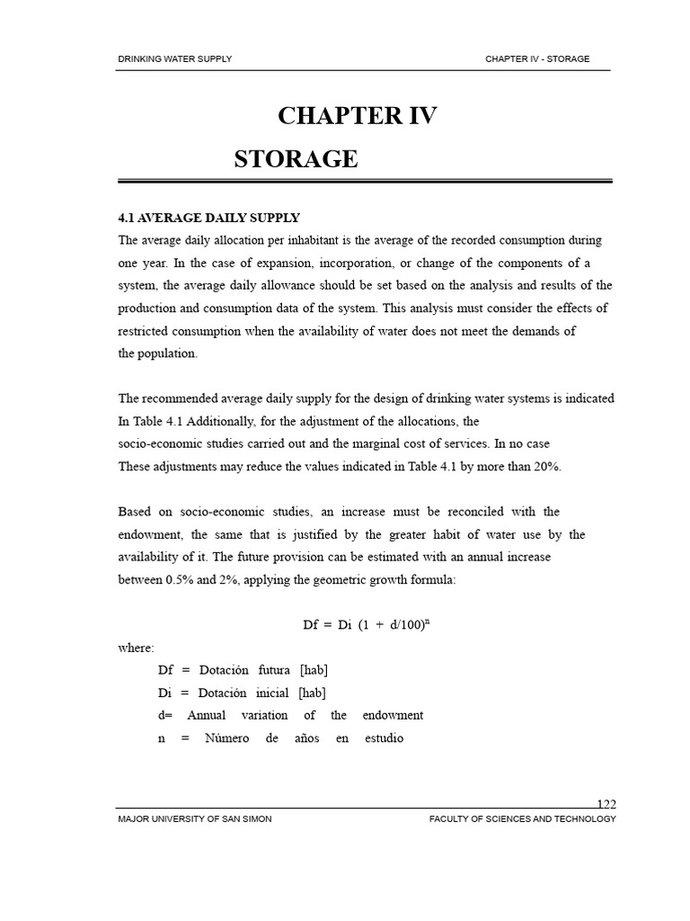 Chapter IV "Storage" | PDF | Water | Pipe (Fluid Conveyance)