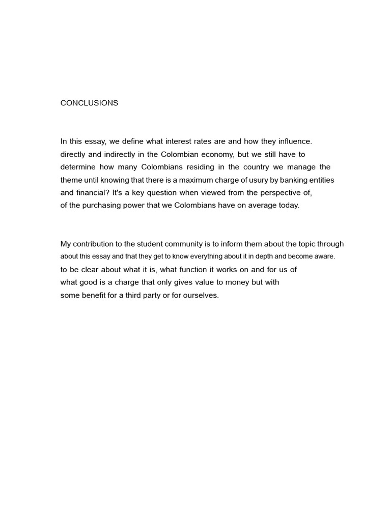Conclusions Essay | PDF | Interest | Interest Rates