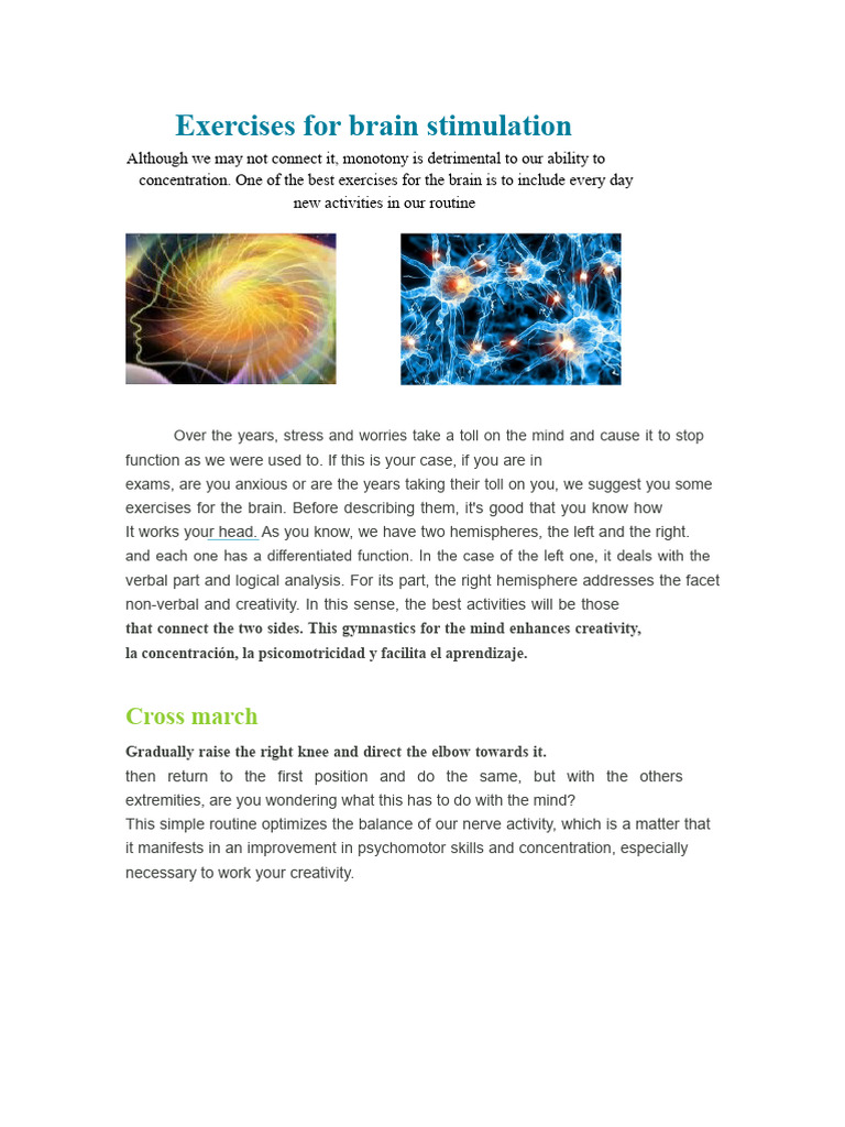 Brain Stimulation Exercises for Focus | PDF | Creativity ...
