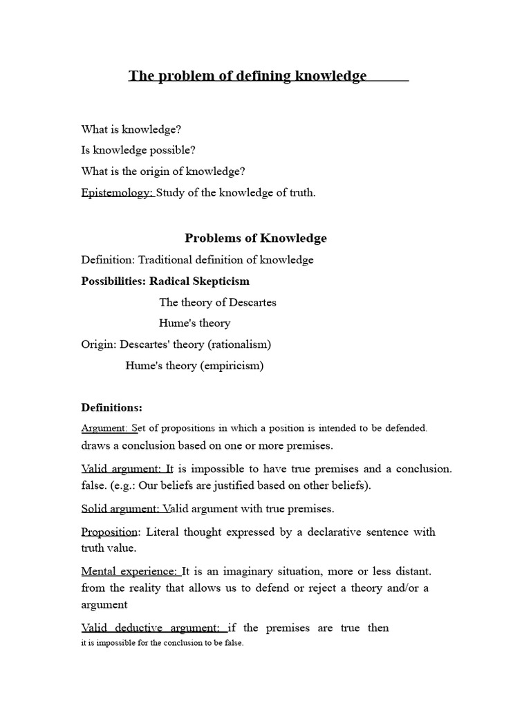 Understanding Knowledge and Epistemology | PDF | Knowledge | Rationalism