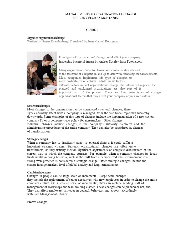 4 Types of Organizational Change | PDF | Social Psychology | Economies
