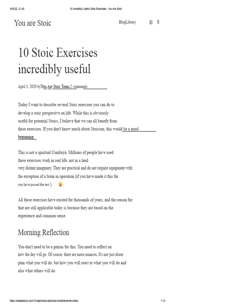 10 Incredibly Useful Stoic Exercises - You Are Stoic | PDF | Stoicism ...