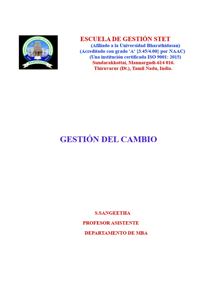 Gestión del Cambio Organizacional en MBA | PDF | Liderazgo | Business