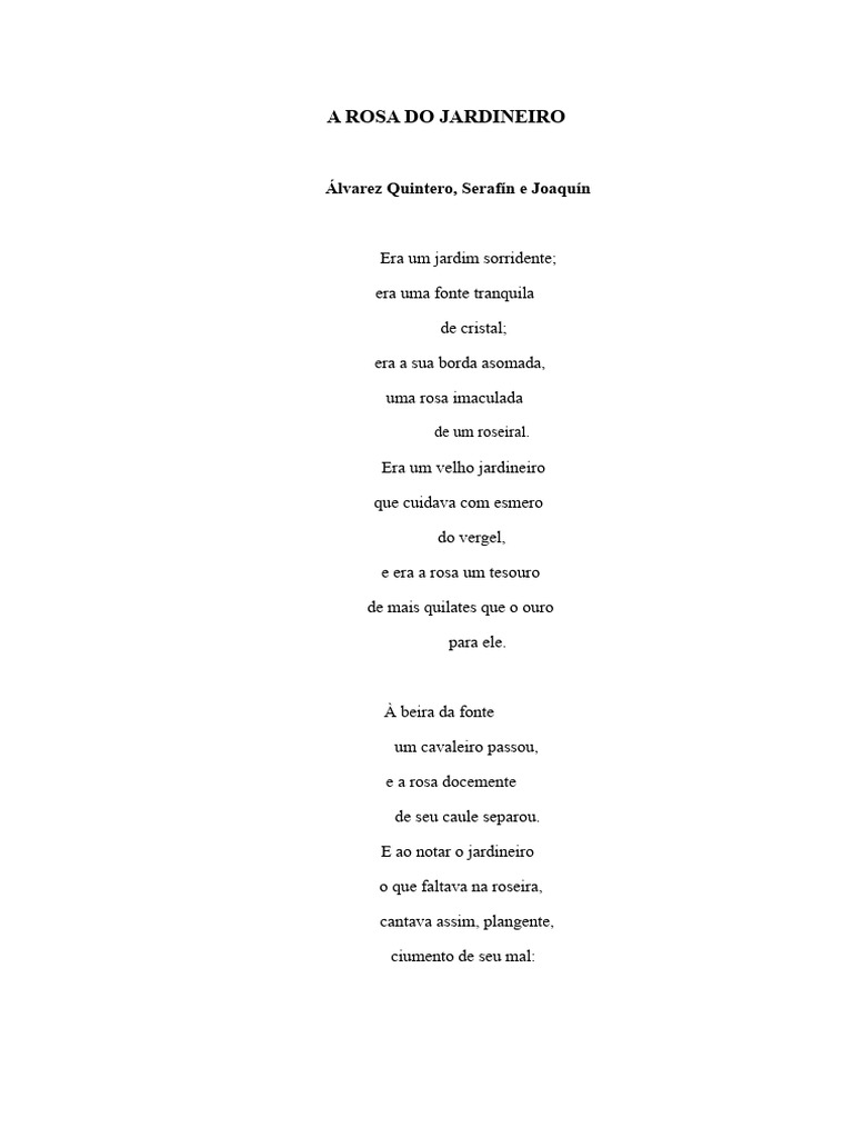 A Rosa do Jardineiro: Poema de Amor e Perda | PDF