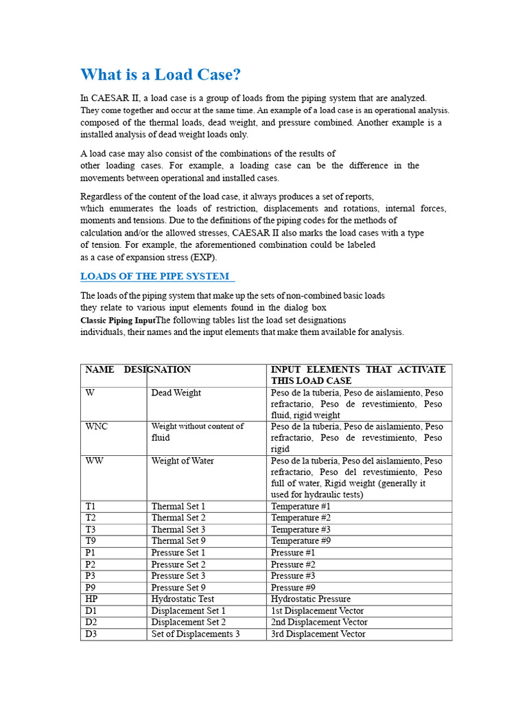 Understanding Load Cases in CAESAR II | PDF | Fatigue (Material) | Force